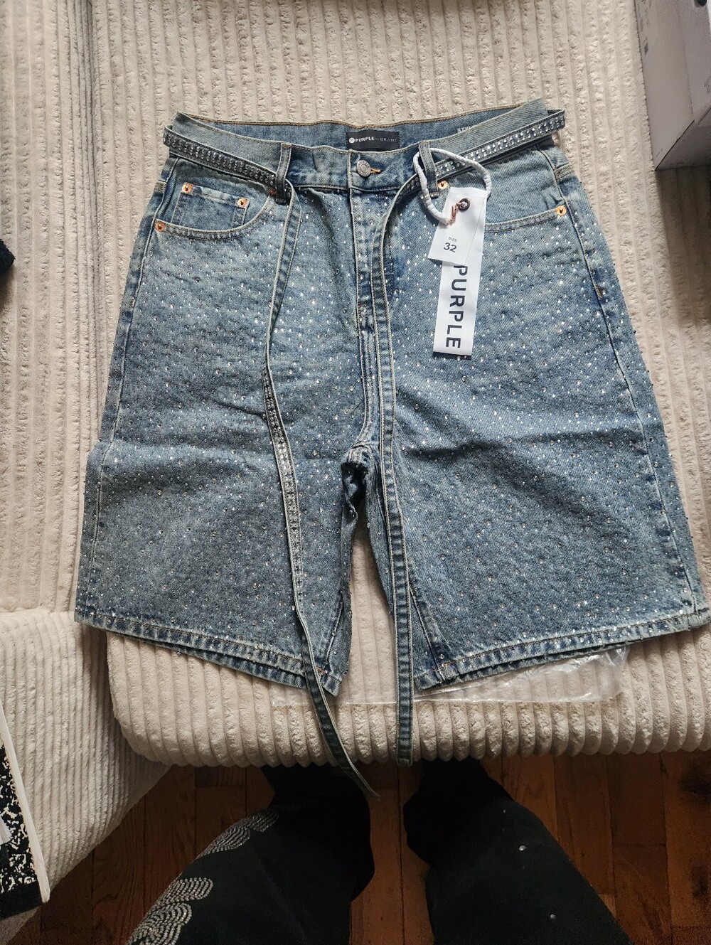 Purple BrandEmbellished Light Blue Men's Shorts